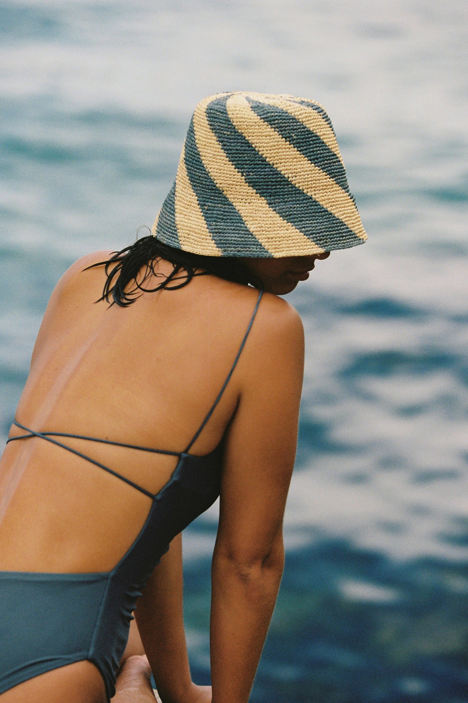 Cyla Bucket Hat |Blue & Natural