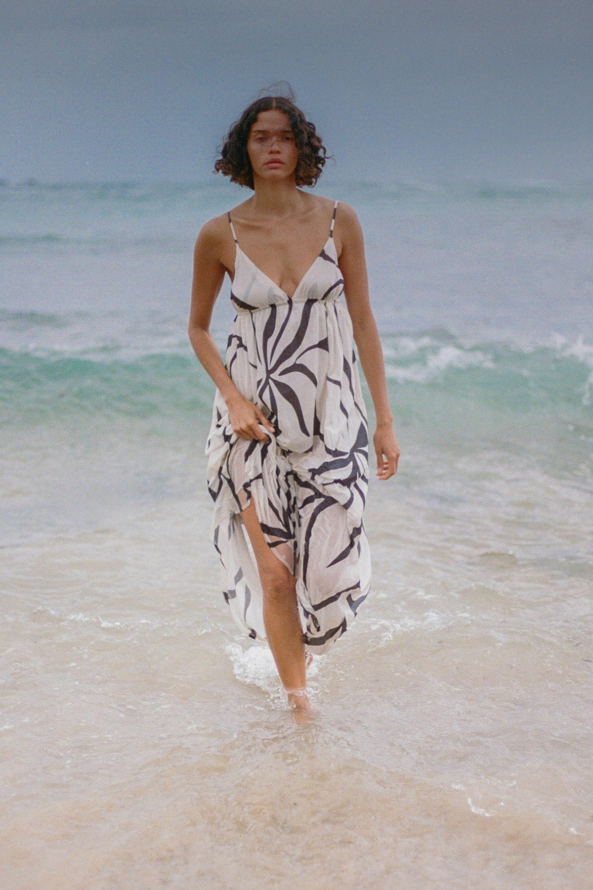 Cotton Dress - Cream Flower