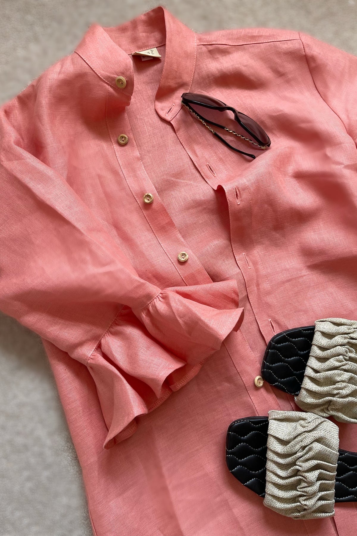 Marcia Frilled Shirt | Coral - FINAL SALE