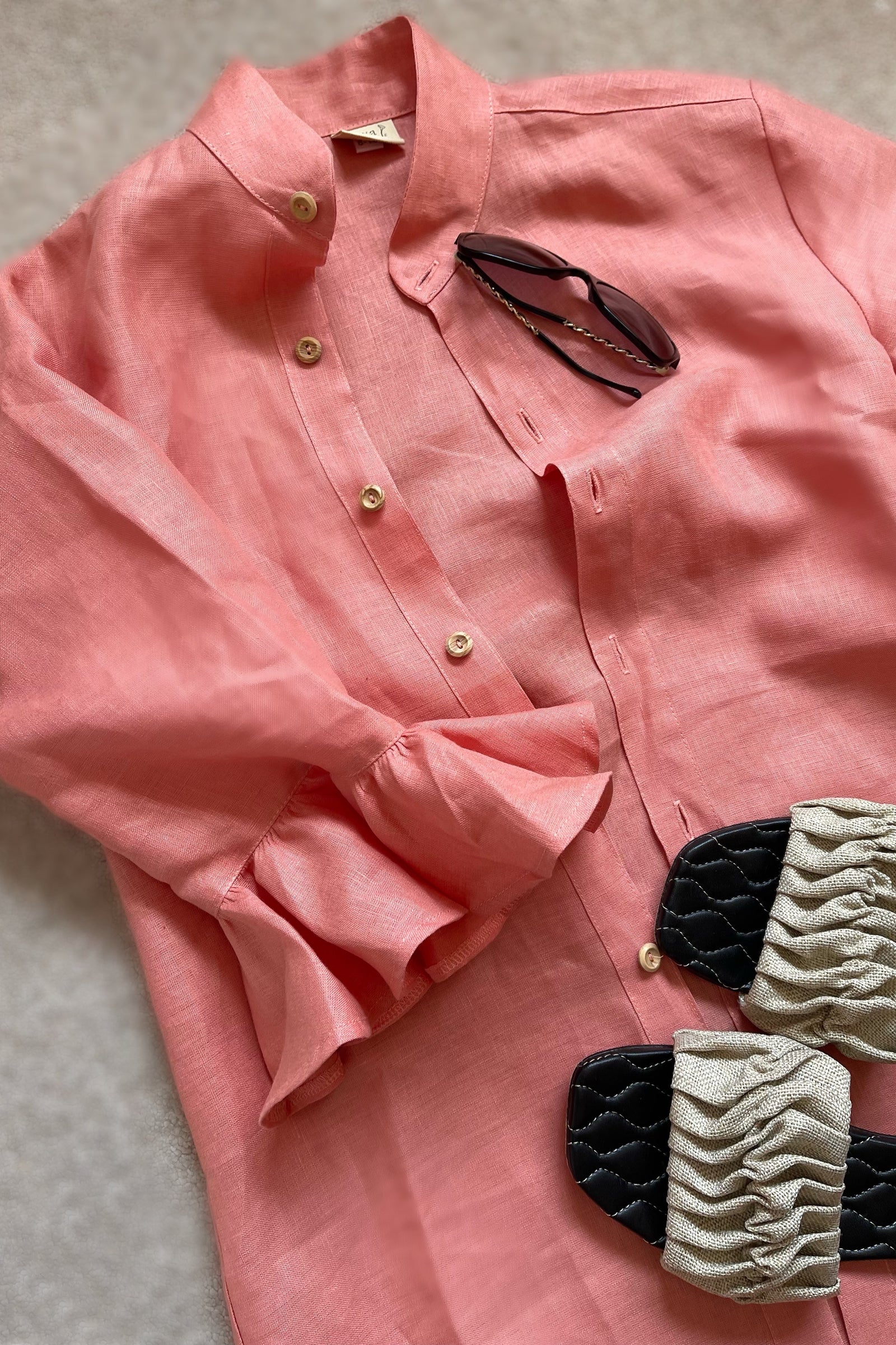 Marcia Frilled Shirt | Coral - FINAL SALE