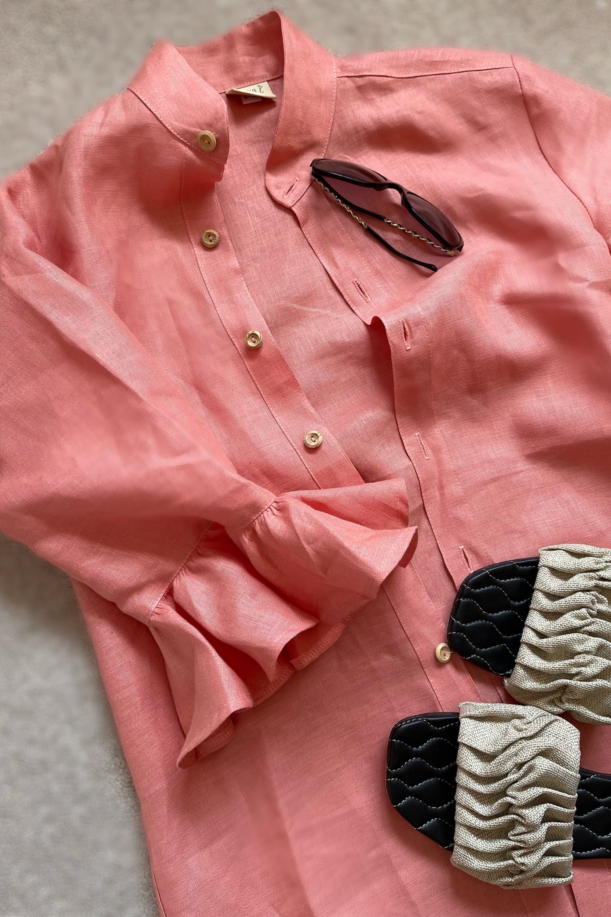 Marcia Frilled Shirt | Coral