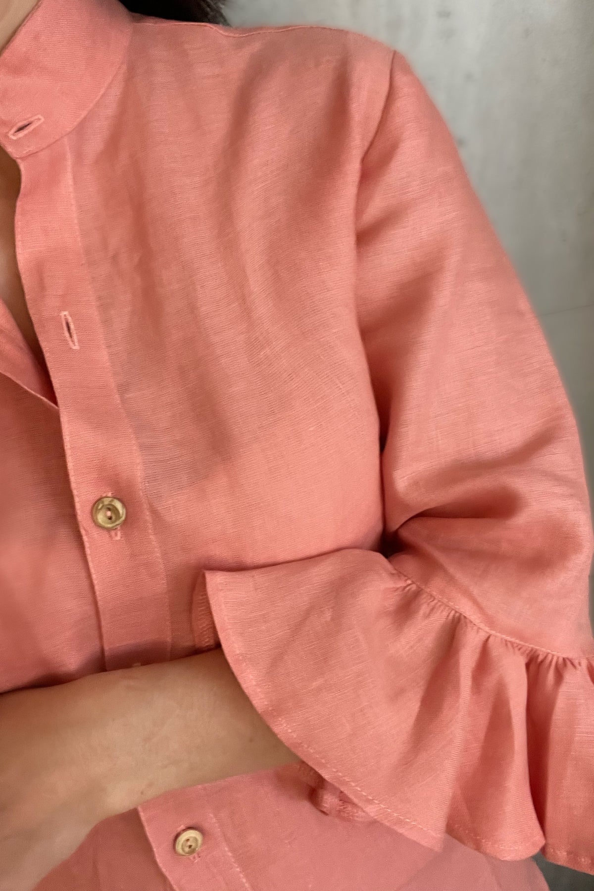 Marcia Frilled Shirt | Coral - FINAL SALE