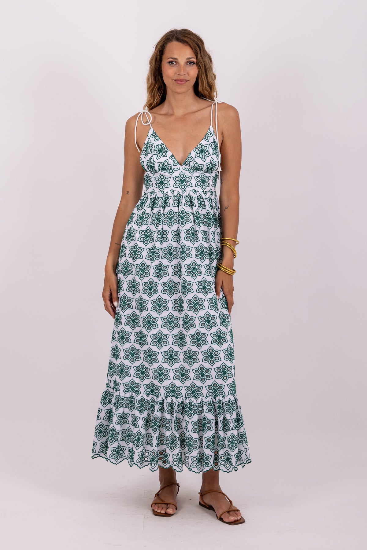 Louve Eyelet Green Dress- FINAL SALE