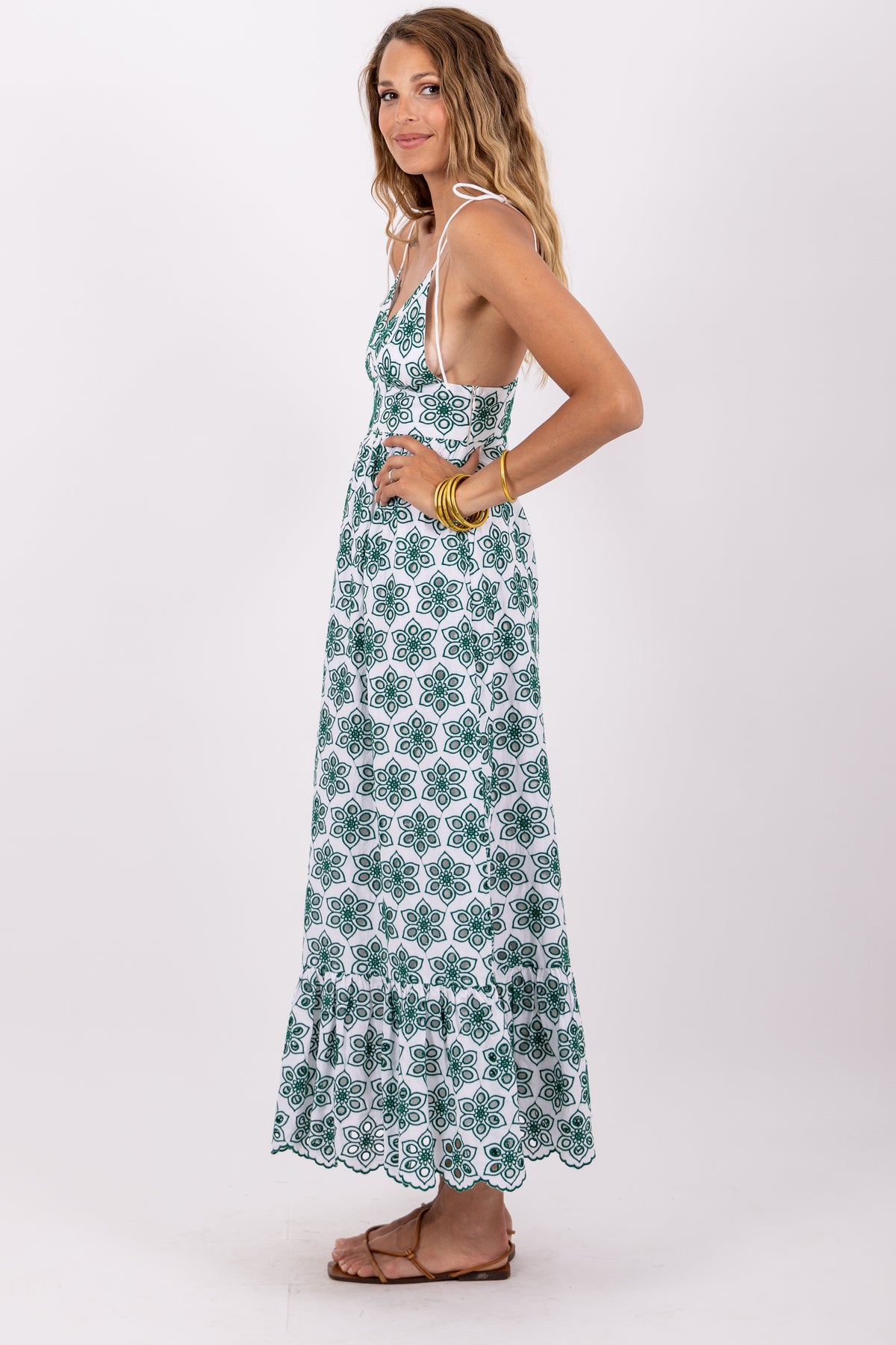 Louve Eyelet Green Dress- FINAL SALE