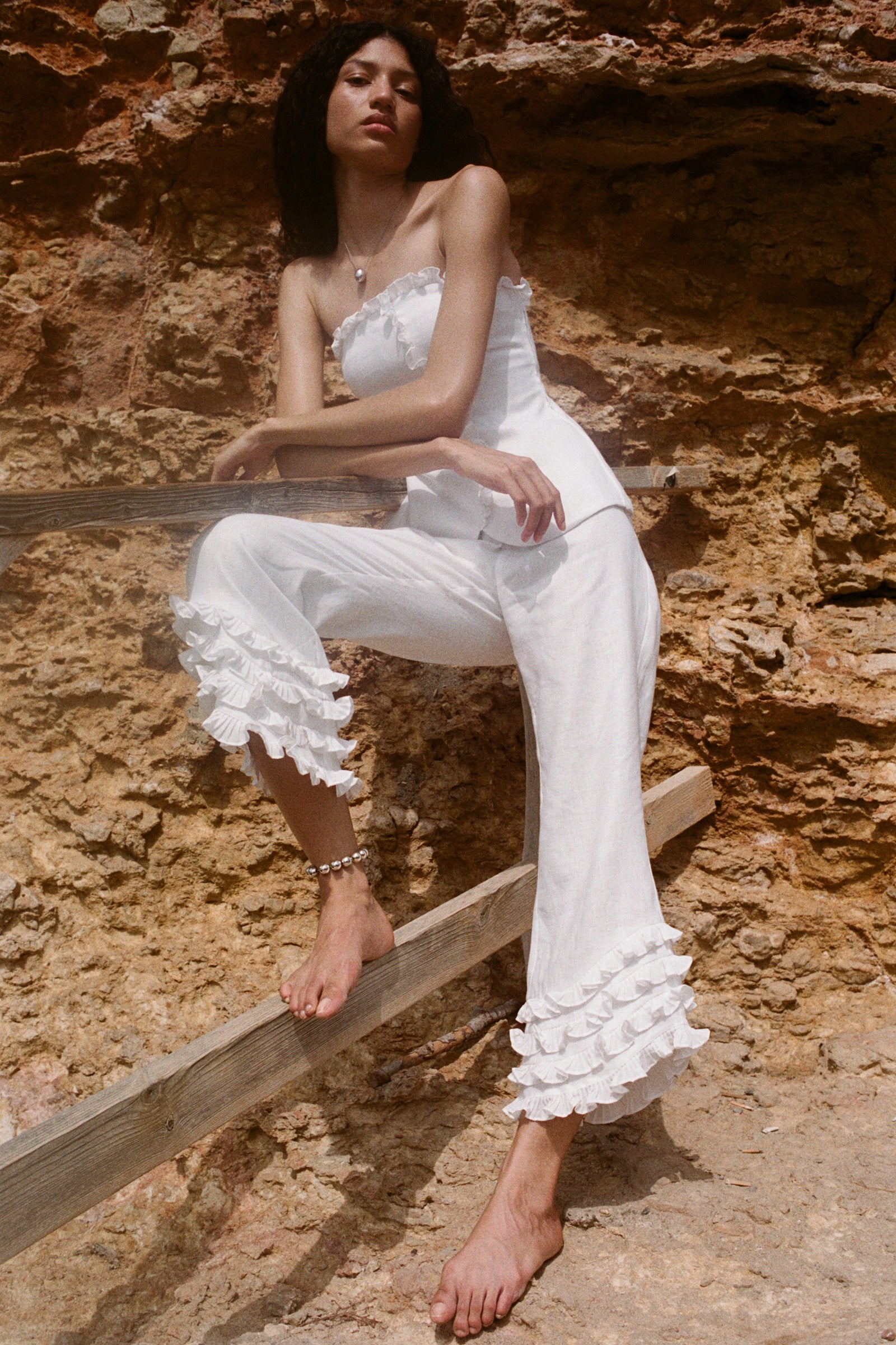 Florence Ruffle Linen Pant