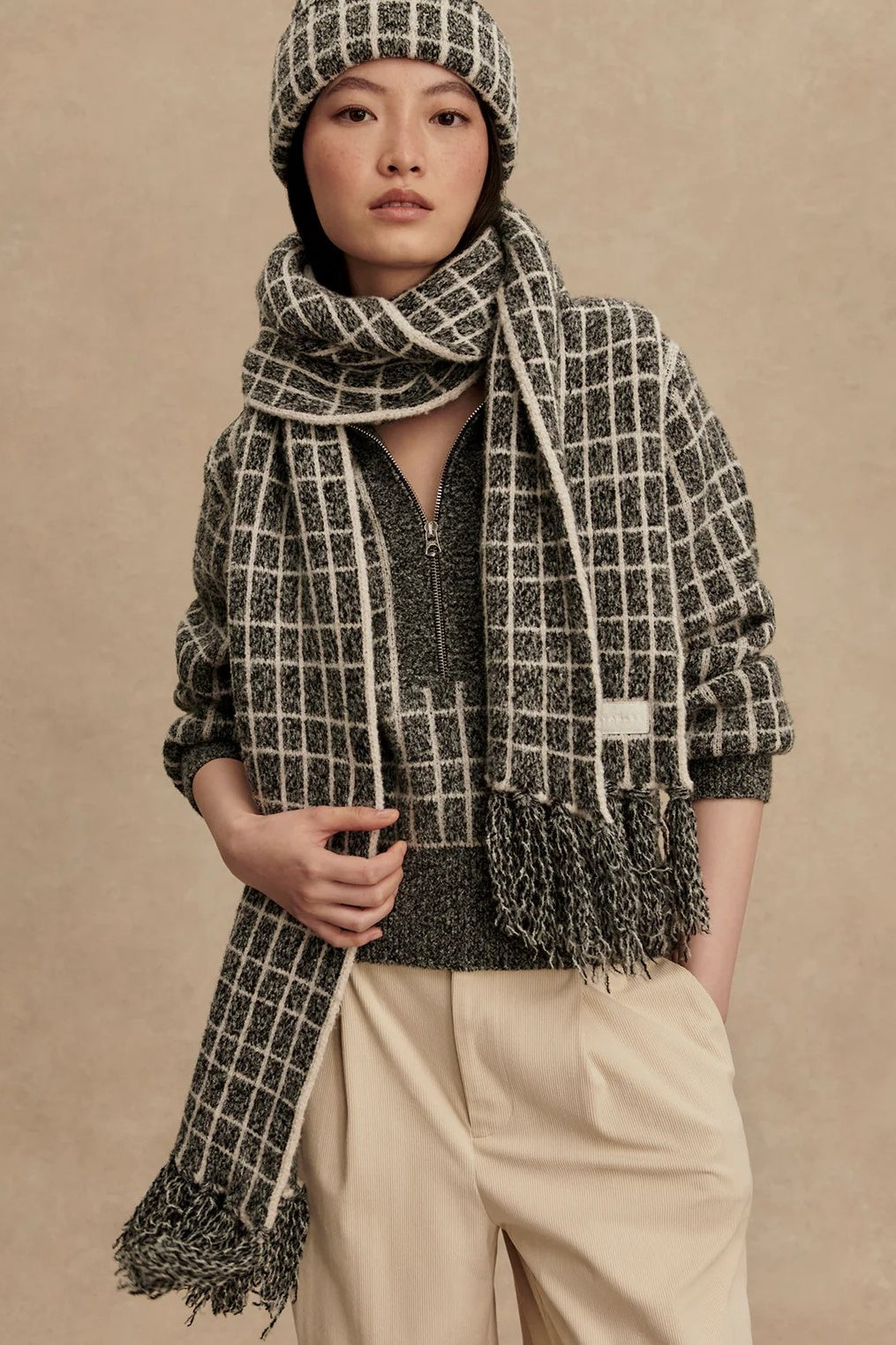 Lindsey Check Knit Scarf