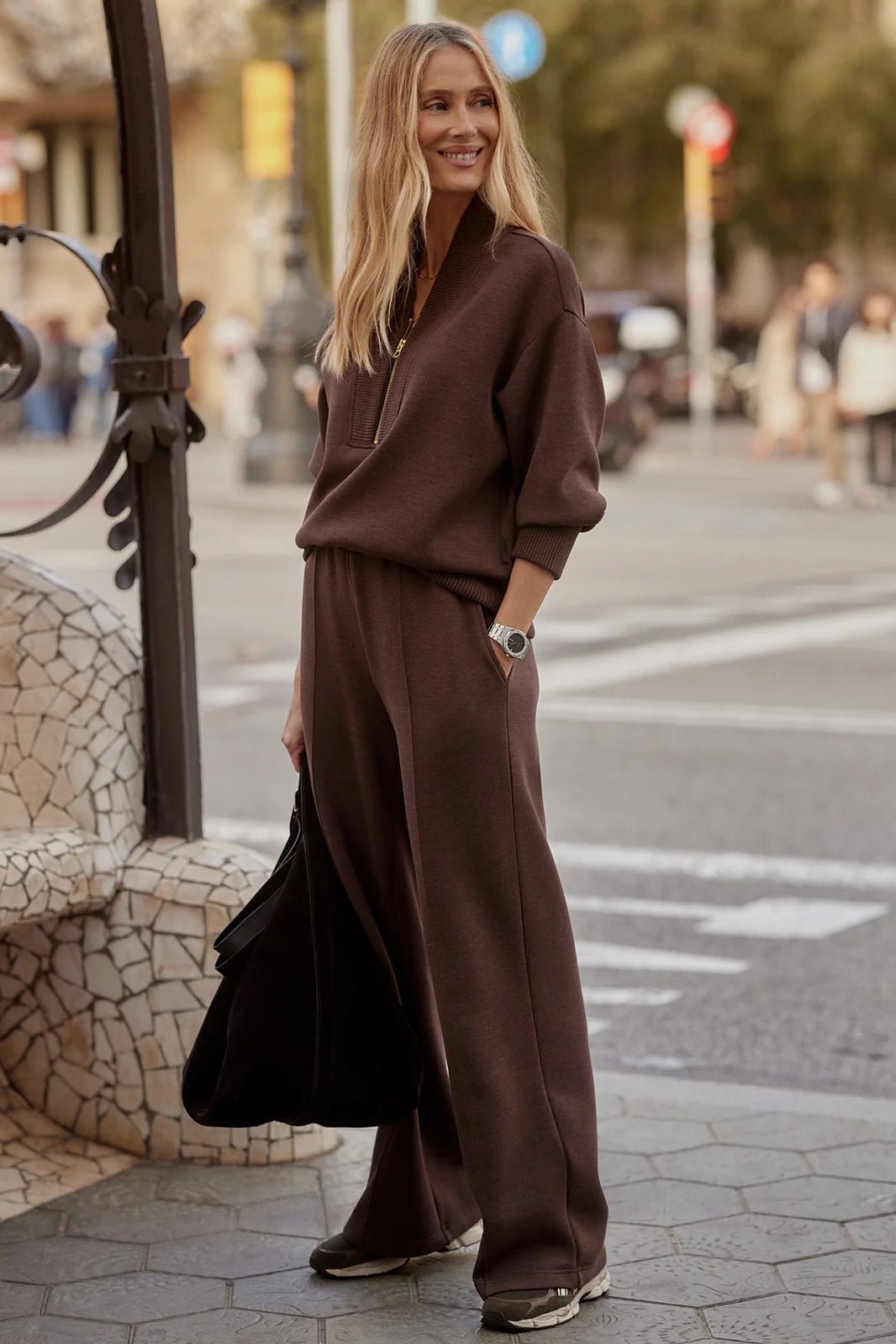 The Wide Leg Pant 30&quot; | Coffee Bean Marl