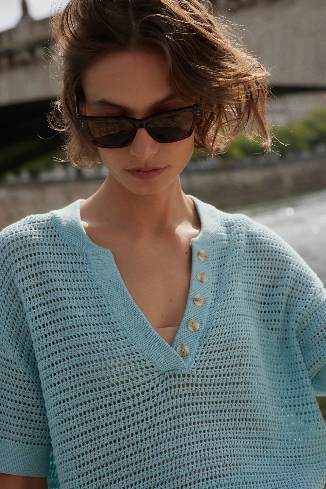 Callie Knit Top | Porcelain Blue