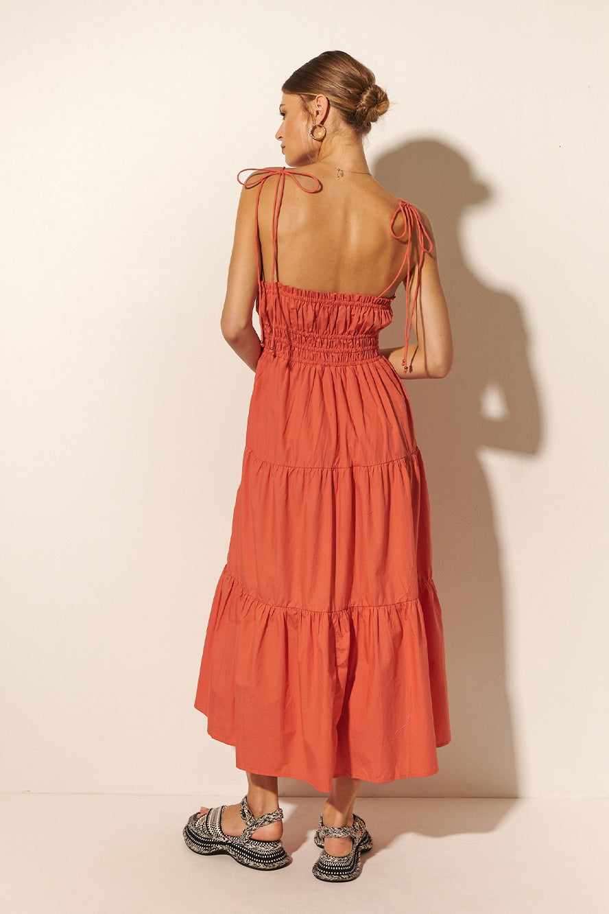 Casini Midi Dress | Coral - FINAL SALE