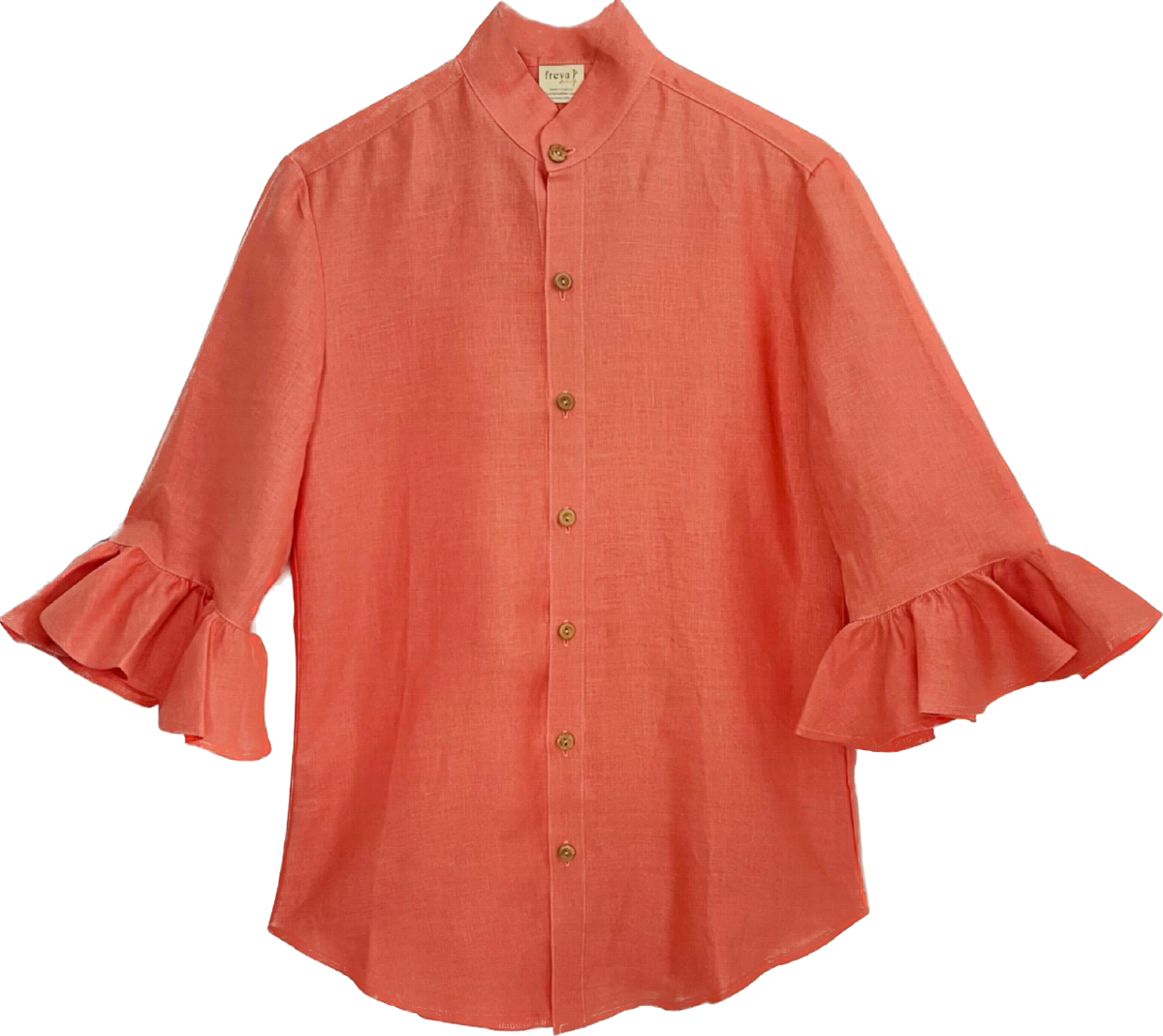 Marcia Frilled Shirt | Coral - FINAL SALE