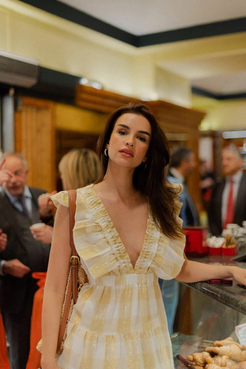 SHANDRANI LONG GINGHAM DRESS