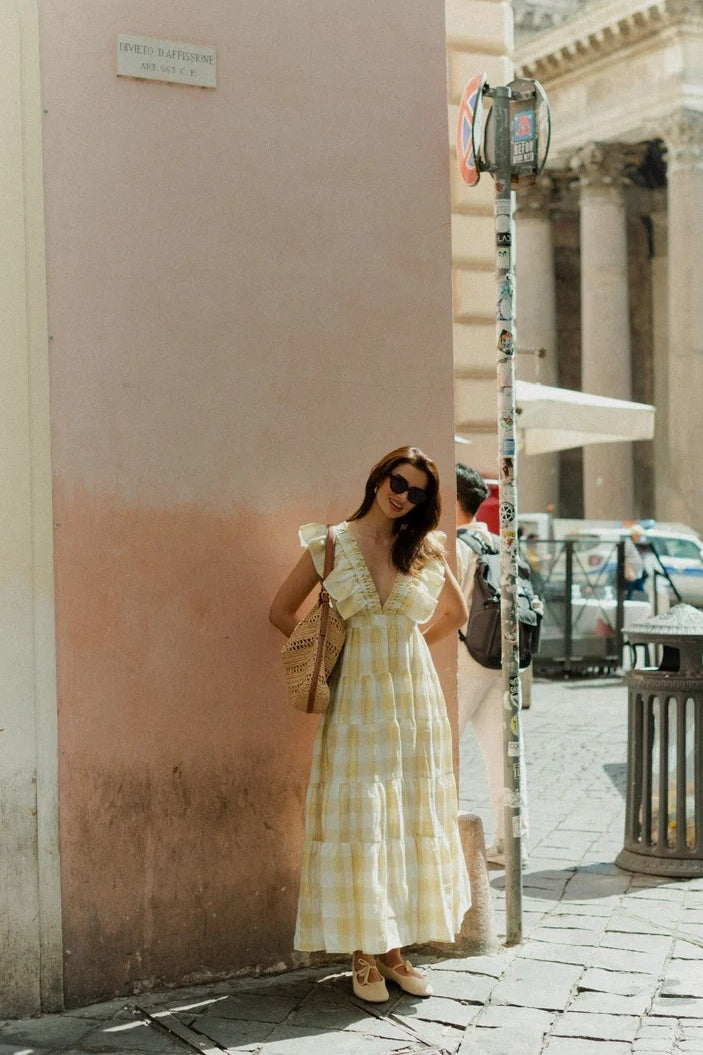SHANDRANI LONG GINGHAM DRESS