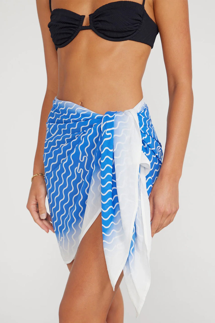 BAJAN - Bespoke Blue Print Short Sarong | FINAL SALE