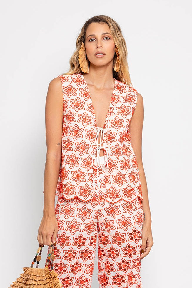 Bao Top Red Eyelet | FINAL SALE