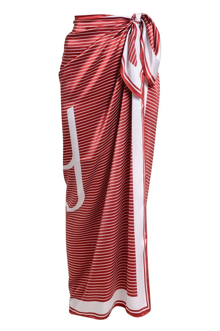 Large Print Silk Sarong | Rust Red