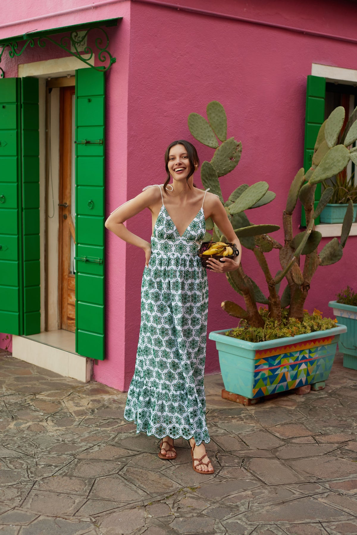 Louve Eyelet Green Dress- FINAL SALE