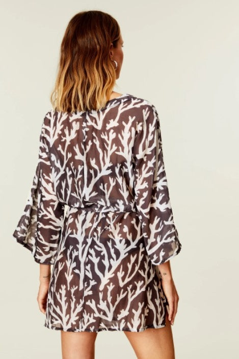 Short Kimono | Grey Coral - FINAL SALE