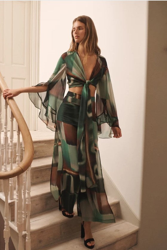 APRILLA PANT IN GEORGETTE - LUSH OMBRE | FINAL SALE