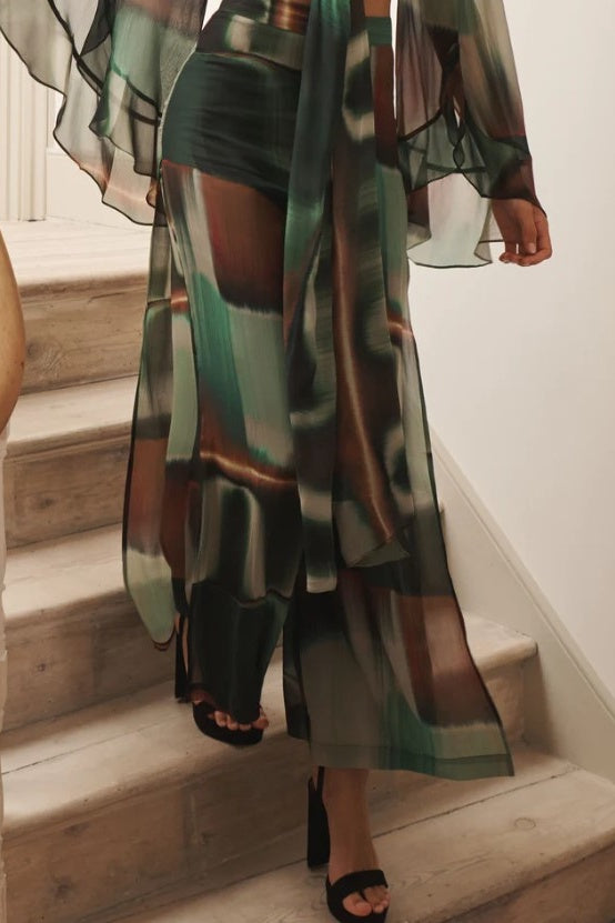 APRILLA PANT IN GEORGETTE - LUSH OMBRE | FINAL SALE