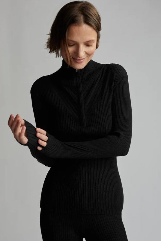 Demi Half Zip Knit | Black