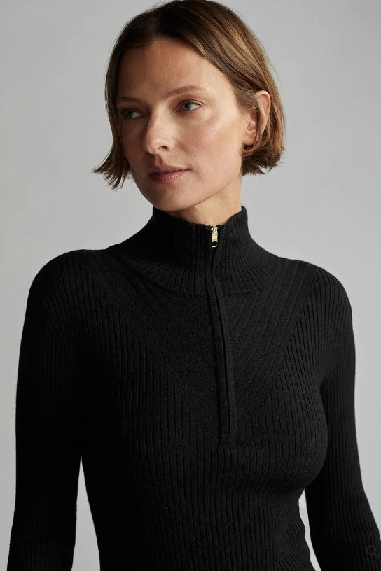 Demi Half Zip Knit | Black