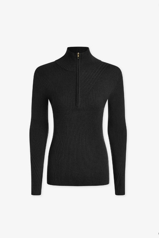 Demi Half Zip Knit | Black