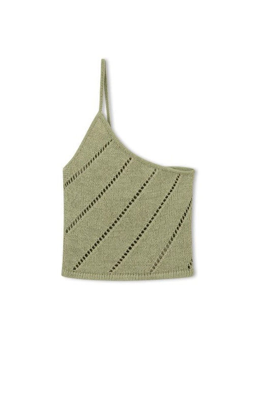 OLIVE LATTICE KNIT TOP - FINAL SALE