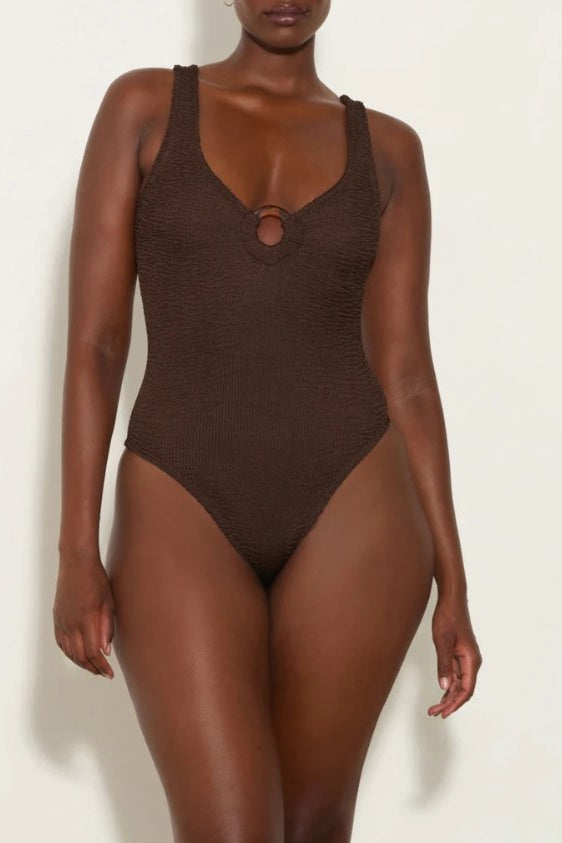Celine Swimsuit Metallic Chocolate
