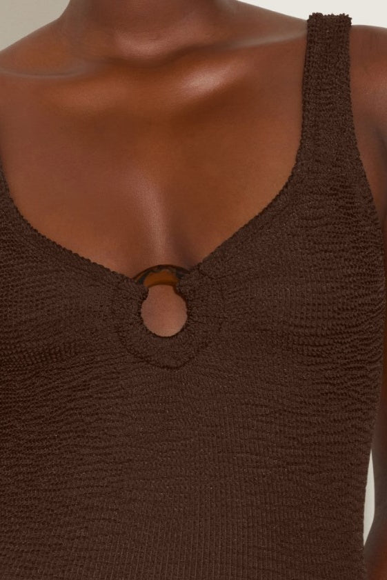 Celine Swimsuit Metallic Chocolate