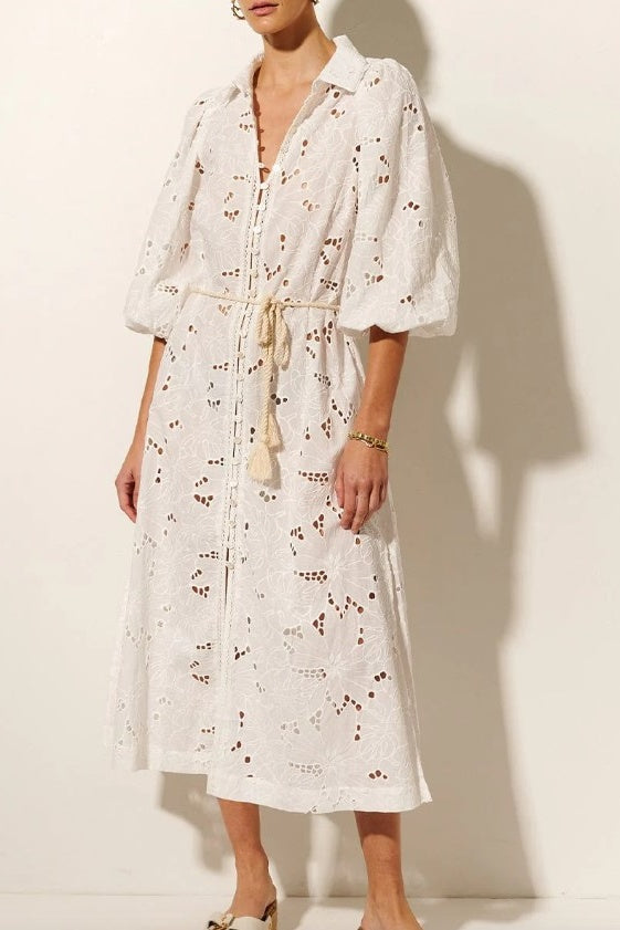 Corfu Midi Shirt Dress White | FINAL SALE