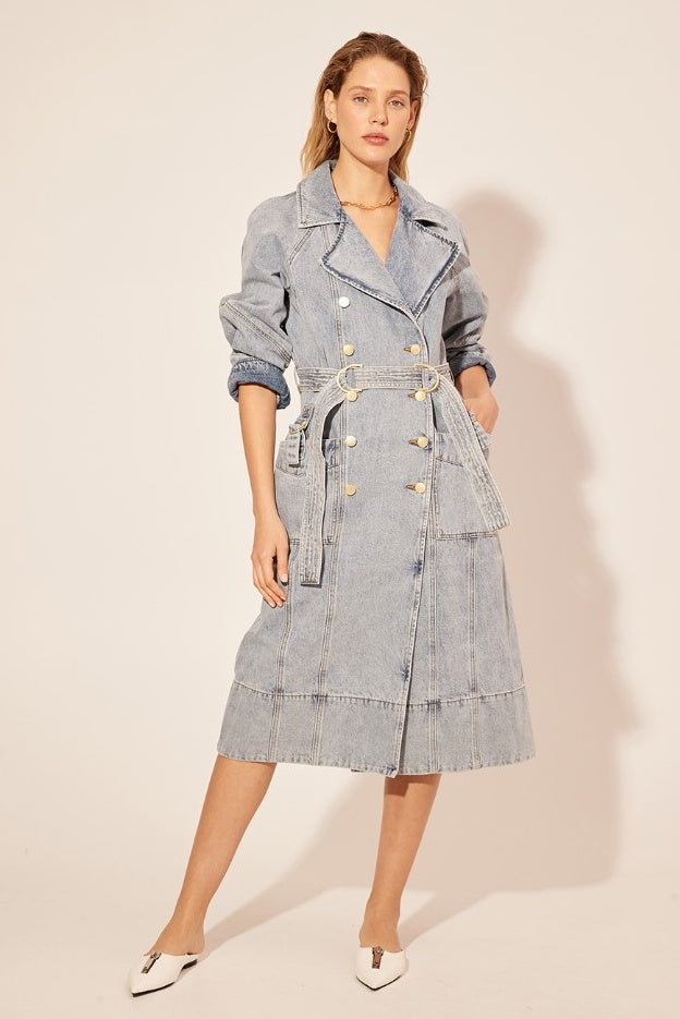 Olivia Denim Trench Coat, L/12 | Kivari