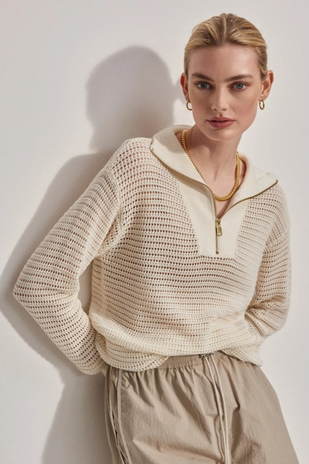 Billie Half-Zip Knit | Egret