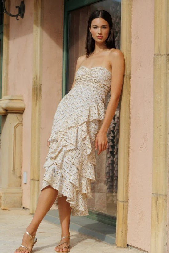 FLAVIE DRESS Eyelet Gold | FINAL SALE