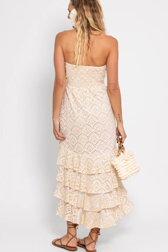 FLAVIE DRESS Eyelet Gold | FINAL SALE