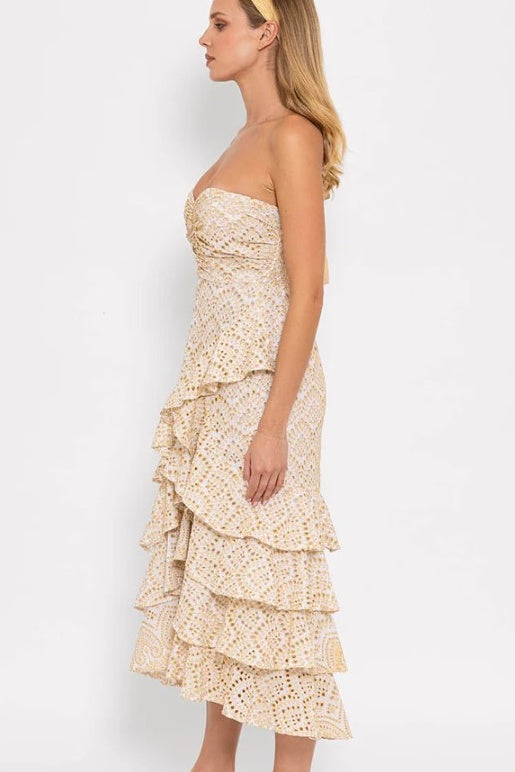 FLAVIE DRESS Eyelet Gold | FINAL SALE