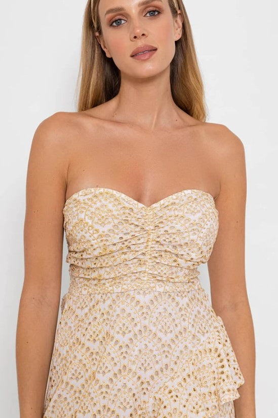 FLAVIE DRESS Eyelet Gold | FINAL SALE