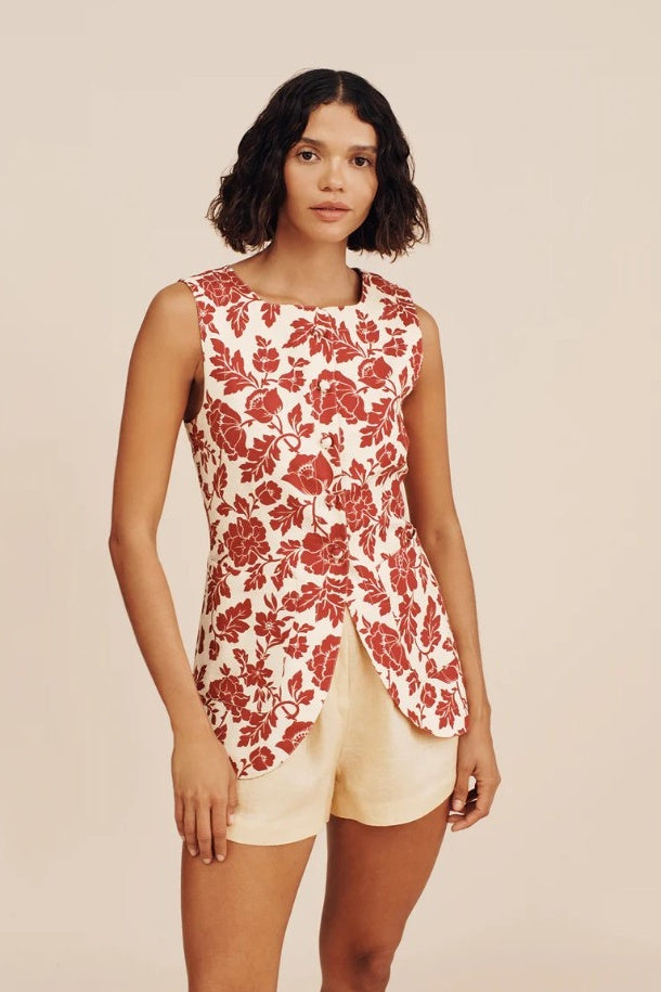 ROMEO VEST WAISTCOAT | DEEP RED/OAT - FINAL SALE