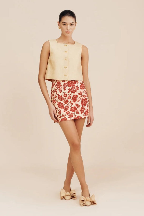 ROMEO MINI SKIRT - DEEP RED/OAT - FINAL SALE