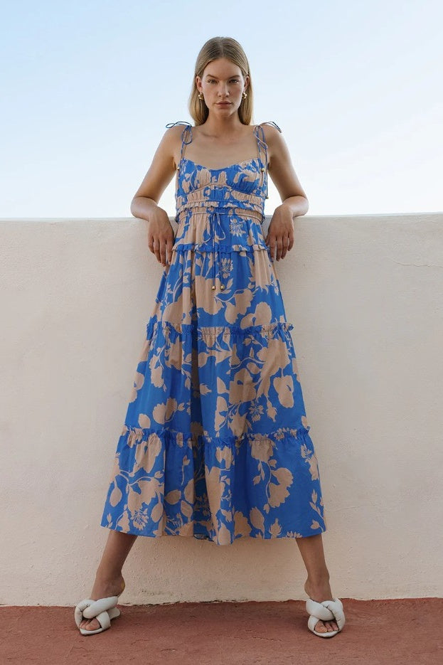 aurora strappy maxi dress sale Aurora Natural Mixed Lace Maxi Dress