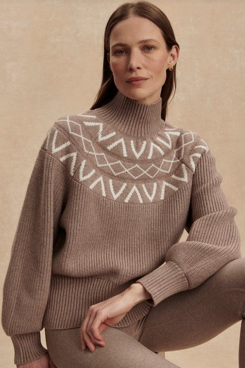 Marcie Fair Isle Yoke Knit | Light Taupe Marl