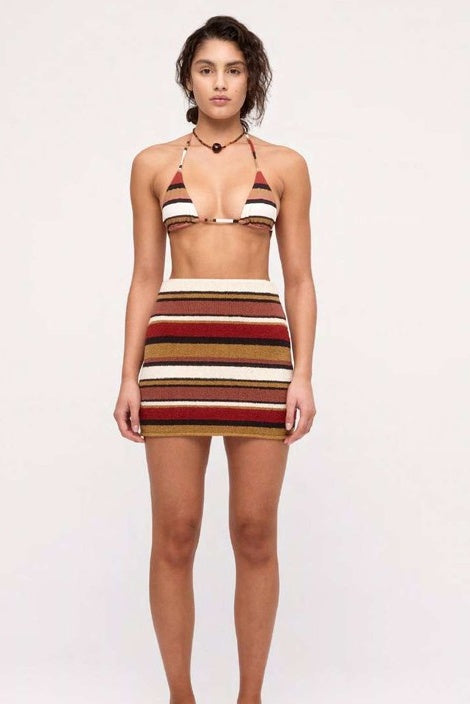 Textured Knit Mini Skirt - Earth Stripe
