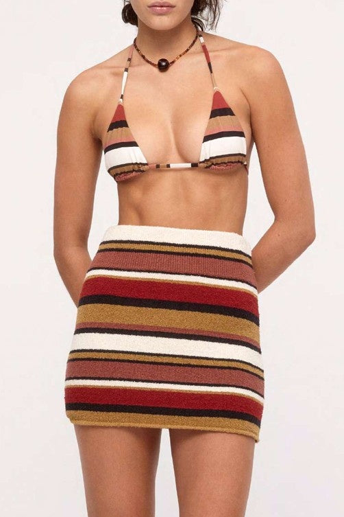 Textured Knit Mini Skirt - Earth Stripe