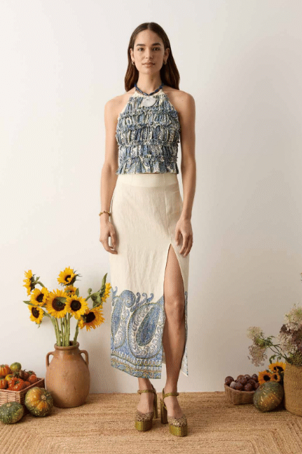 Arcadia Paisley Maxi Skirt W Split