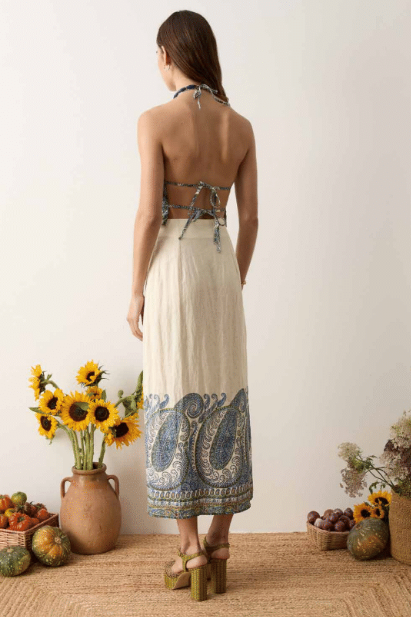 Arcadia Paisley Rouched Halter Top