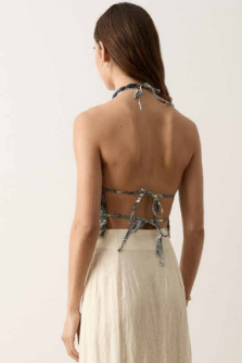 Arcadia Paisley Rouched Halter Top