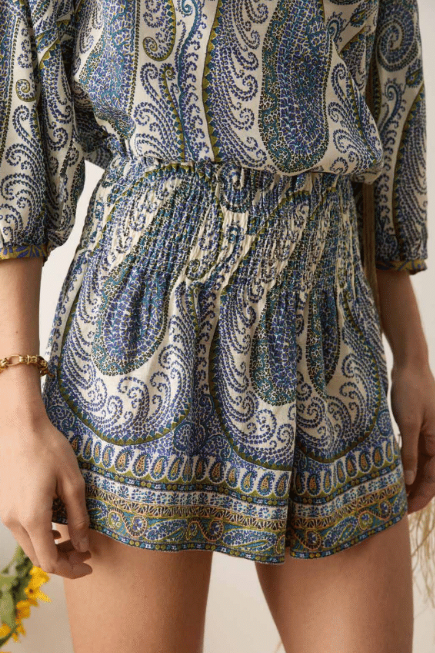 Arcadia Paisley Shirred Waist Short