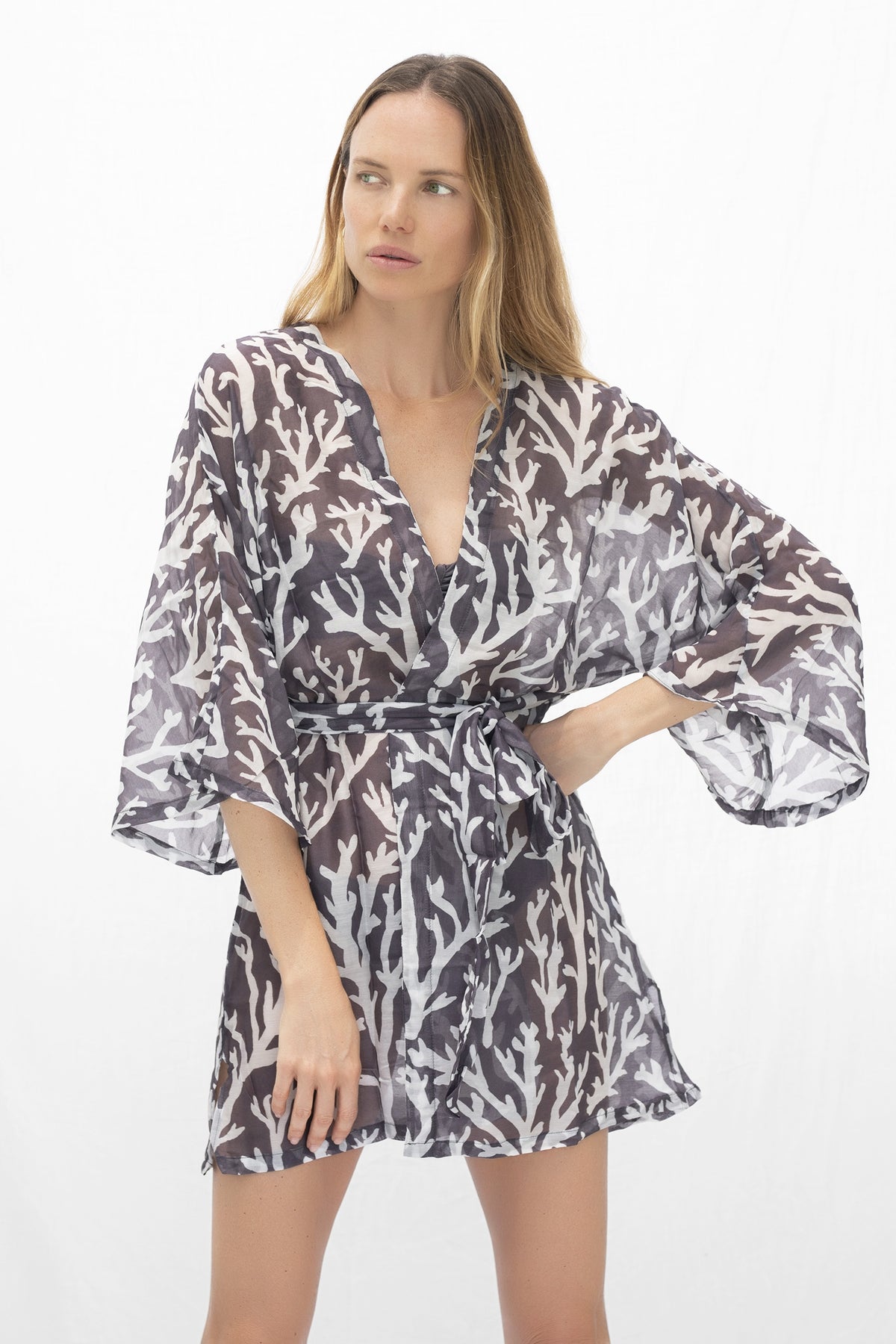 Short Kimono | Grey Coral - FINAL SALE