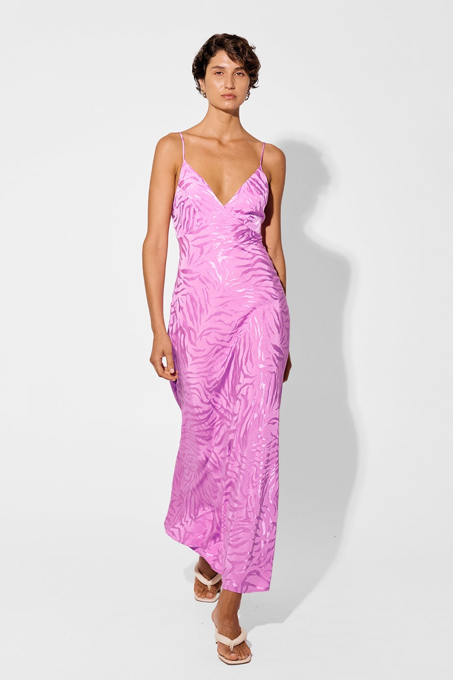orchid pink dress Orchid Embellished Cutout Slit Maxi Dress