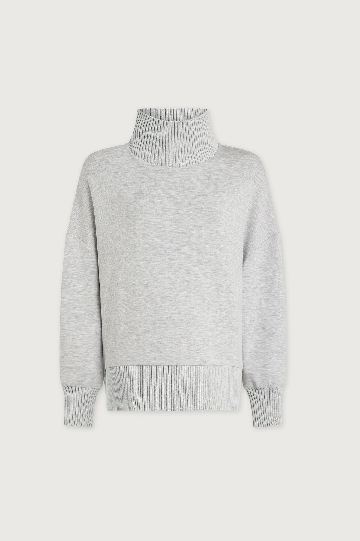 Barker High-Neck Sweat | Grey Marl