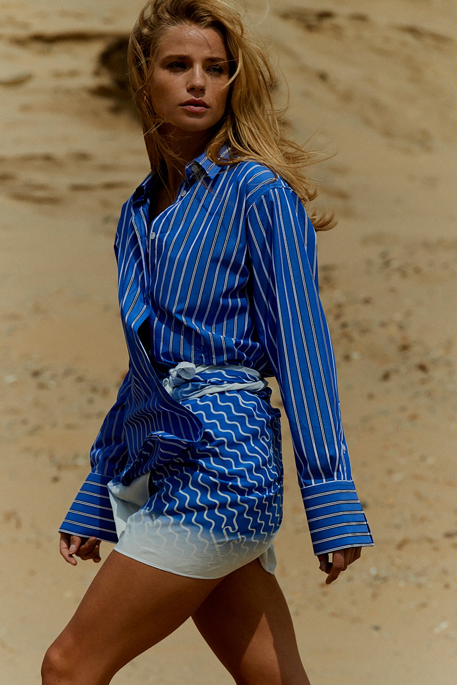 BAJAN - Bespoke Blue Print Short Sarong | FINAL SALE